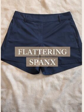 Spanx Navy Tailored Shorts Shaping Stretch Summer Chic M